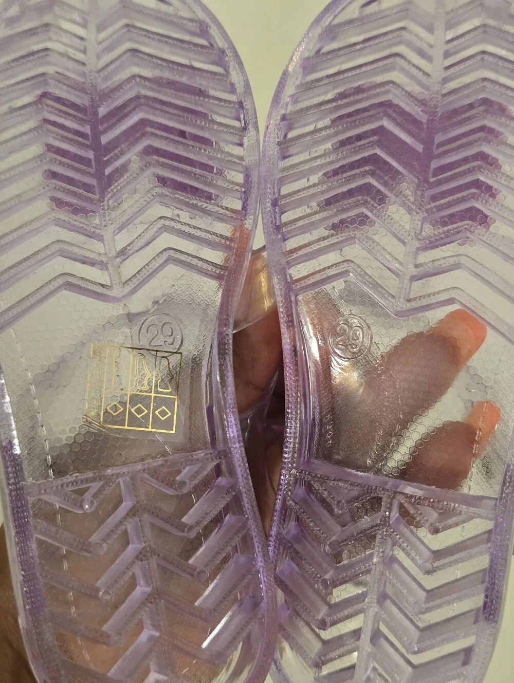 Girls Clear Jelly Sandals Purple Polka Dot Bow Buckle Summer Beach Shoes Size 29